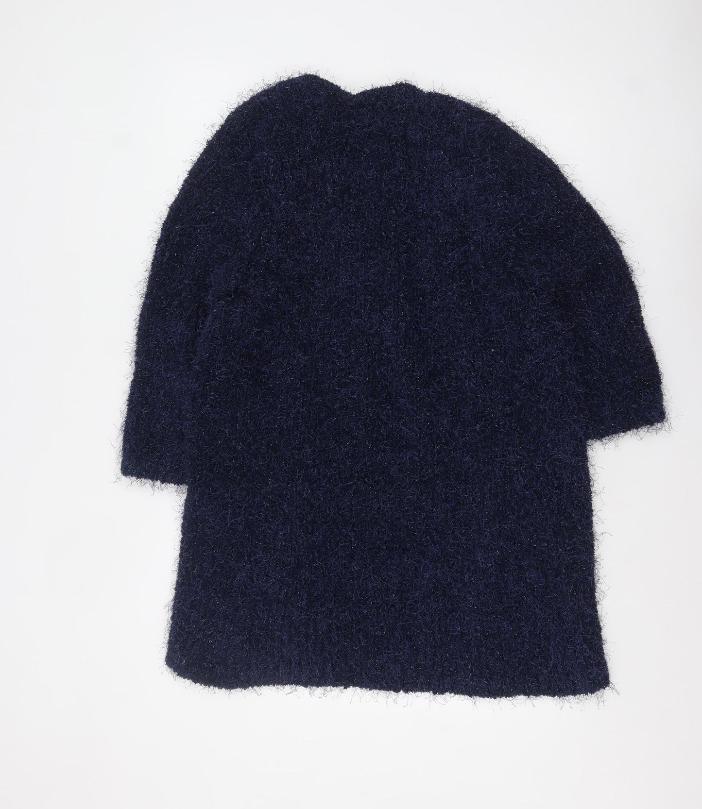 F&F Womens Blue Fuzzy Long Sleeve Open Cardigan Size 12