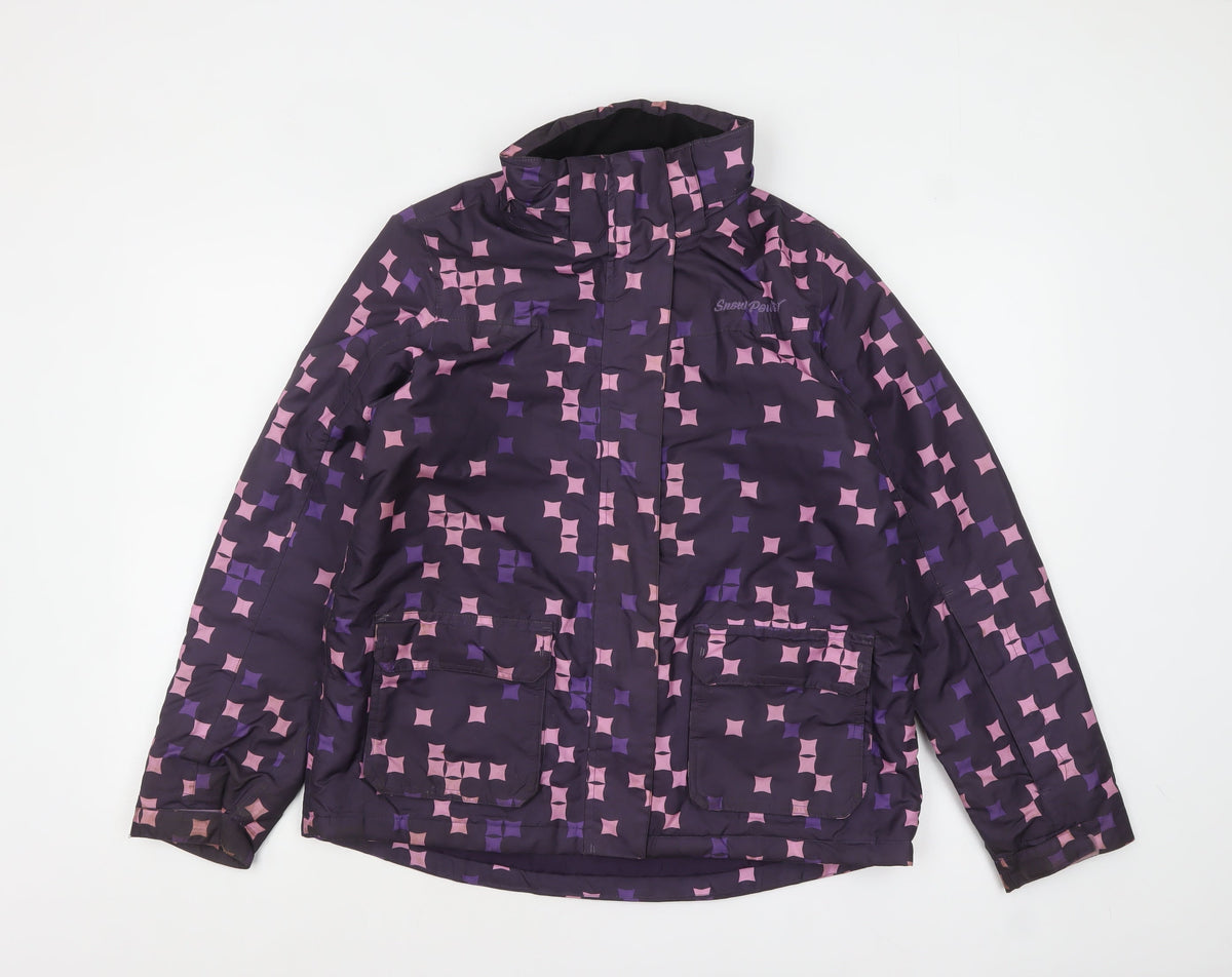 Crivit Girls Purple Geometric Waterproof Ski Jacket 12-14 Years