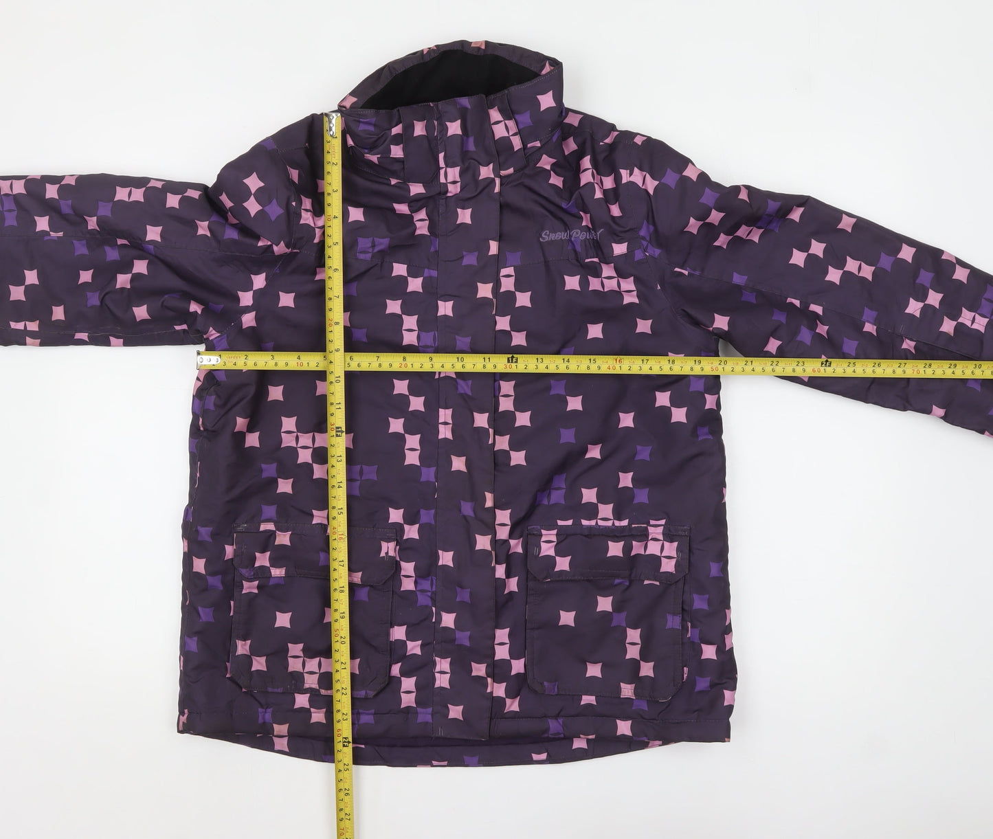 Crivit Girls Purple Geometric Waterproof Ski Jacket 12-14 Years