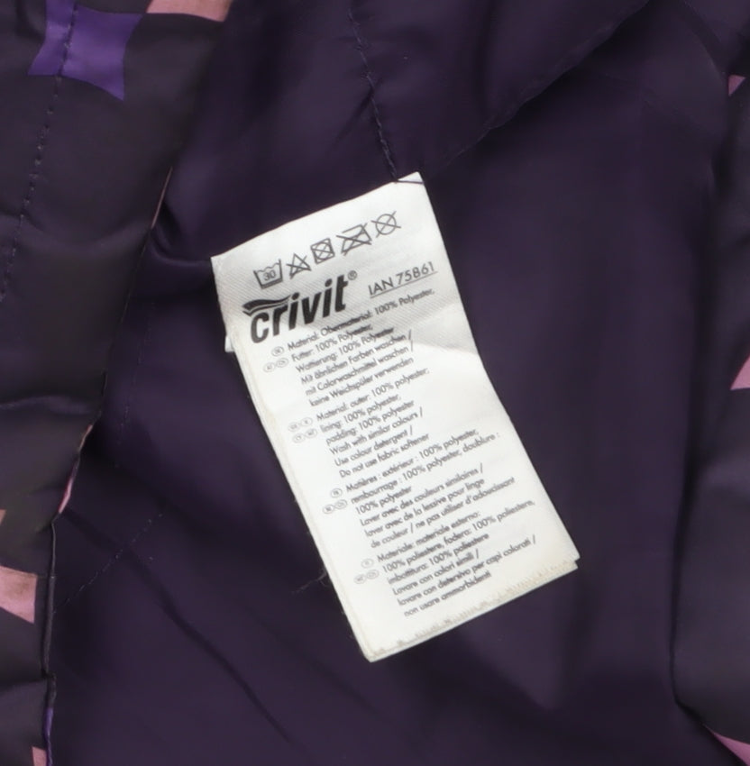 Crivit Girls Purple Geometric Waterproof Ski Jacket 12-14 Years