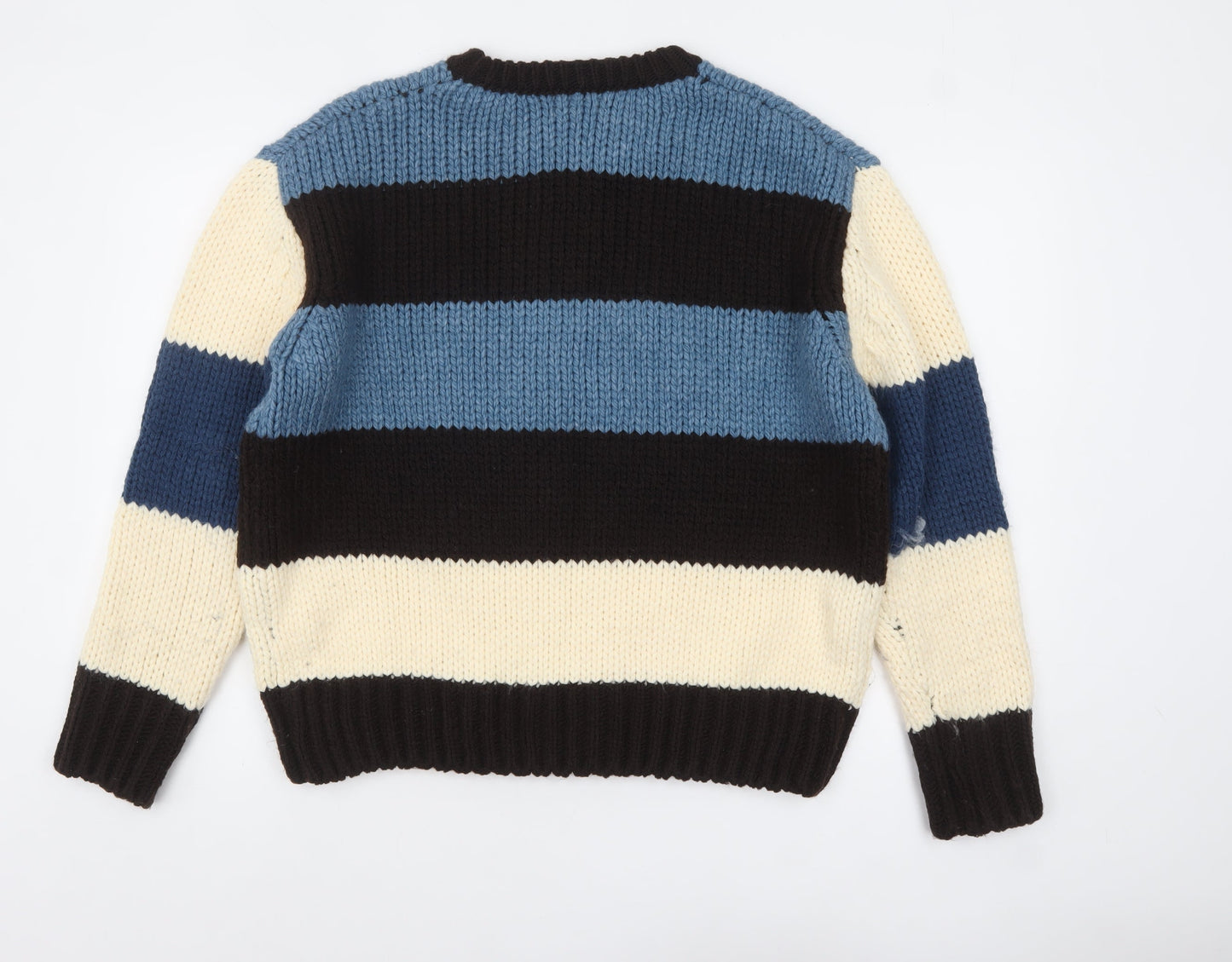 ZARA Women’s Multicoloured Chunky Knit Striped Wool Jumper Size 12