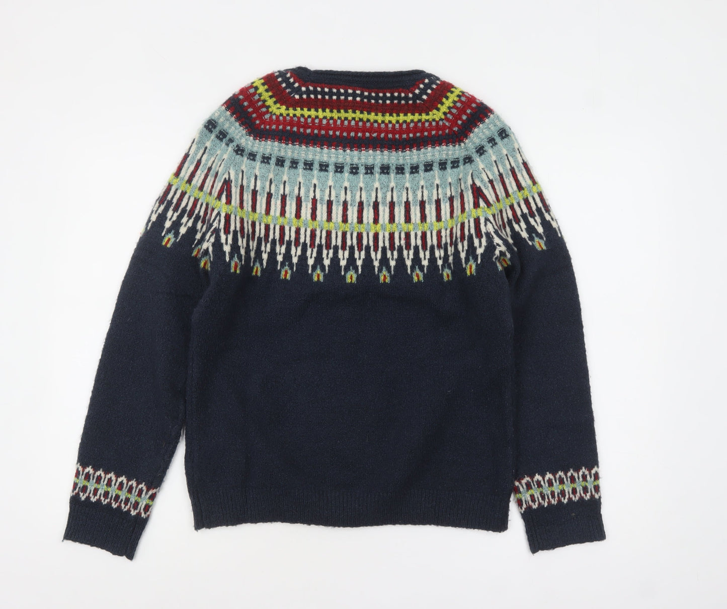 Weird Fish Women's Navy Fair Isle Knit Jumper Size 8 Acrylic Blend