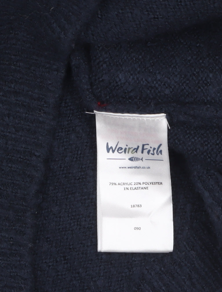 Weird Fish Women's Navy Fair Isle Knit Jumper Size 8 Acrylic Blend