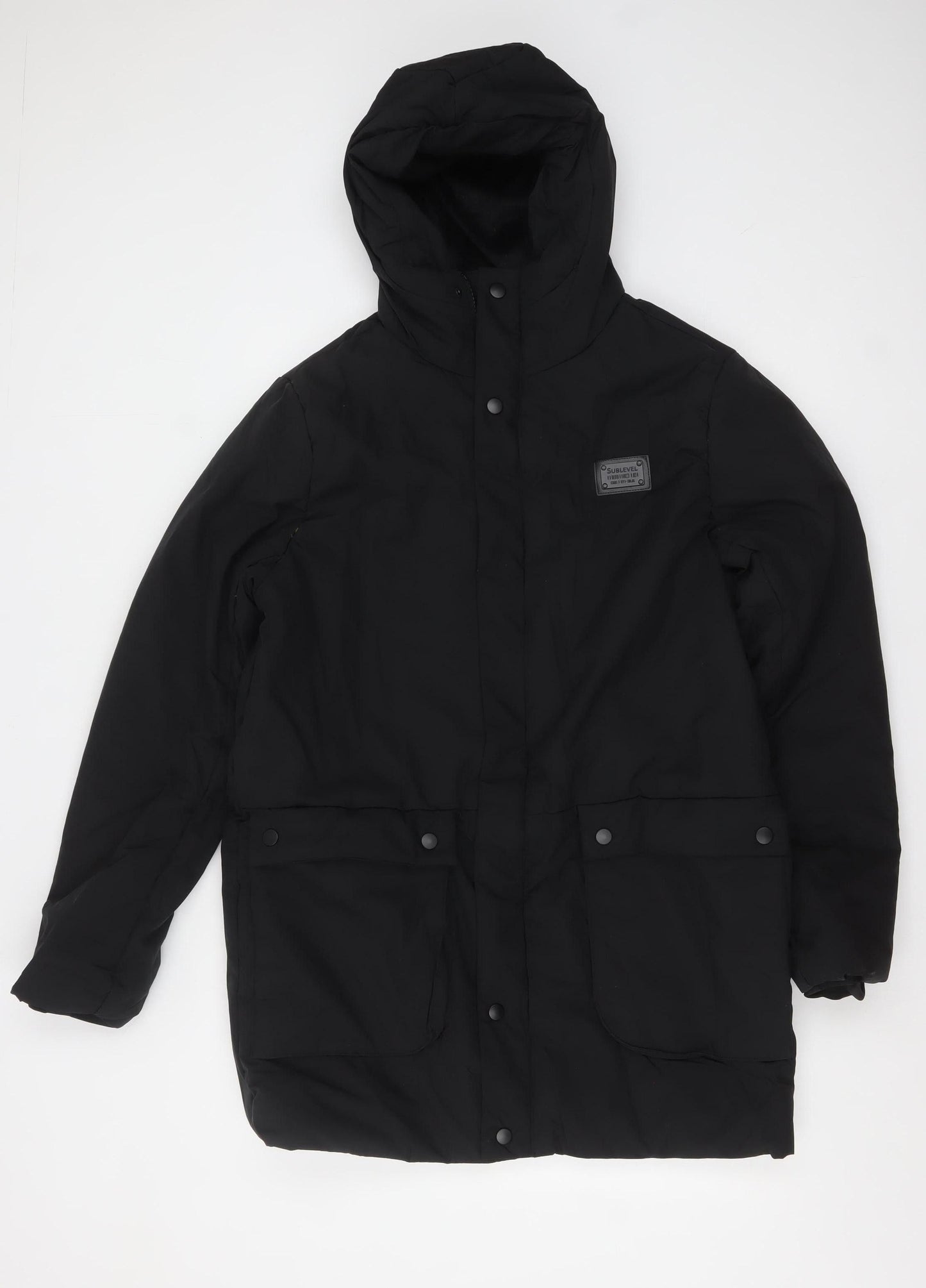 Jean Pascale Womens Black M Hooded Parka Coat Water Resistant