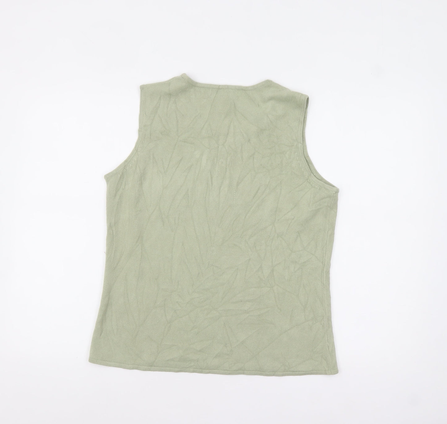 White Stag Women Green Knit Sleeveless Pullover Jumper L