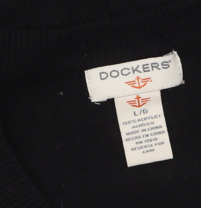 Dockers Men’s Black Argyle Sleeveless Knit Vest Jumper L