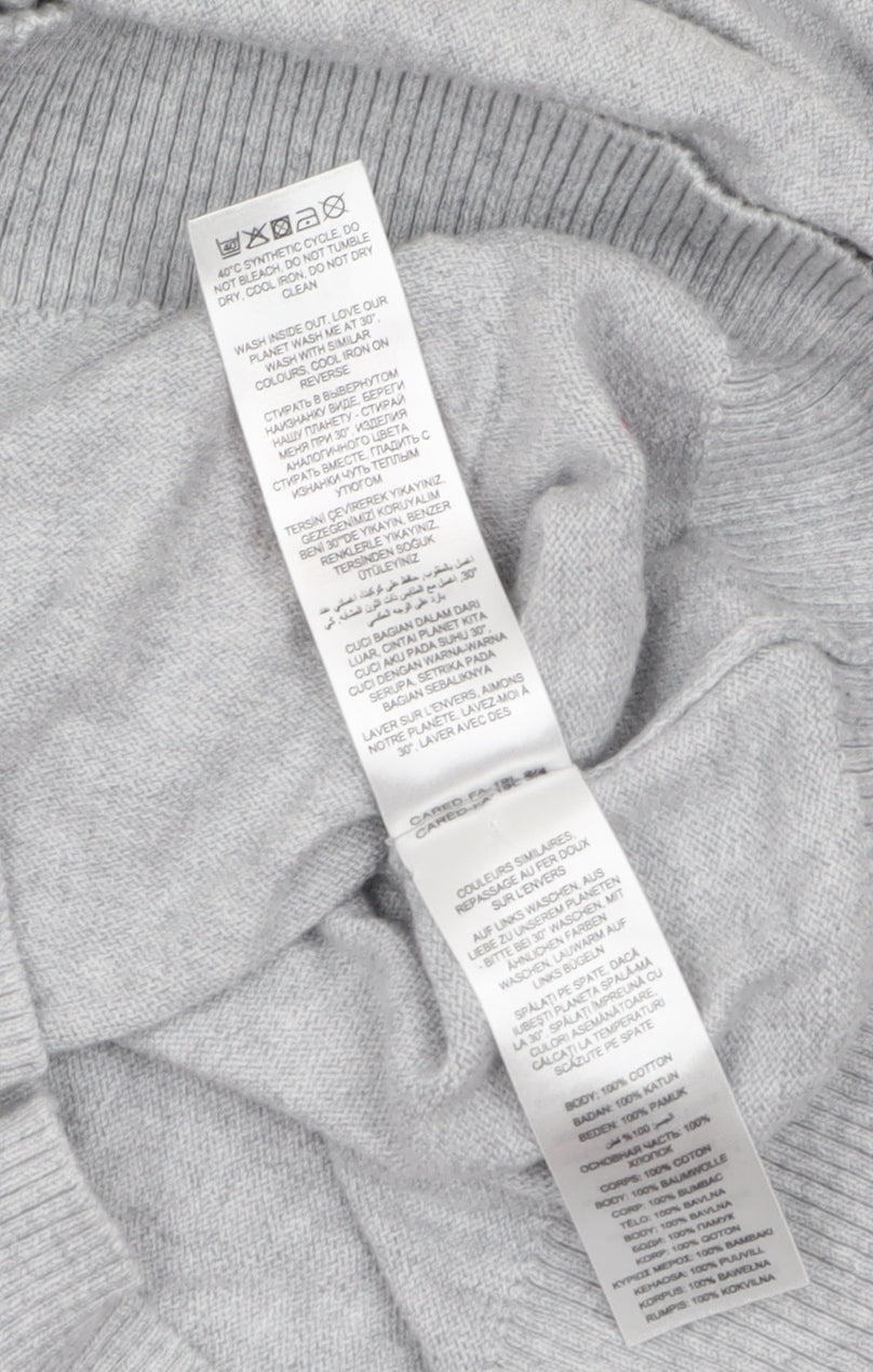 Mantaray Women's Grey Cotton V-Neck Cardigan L