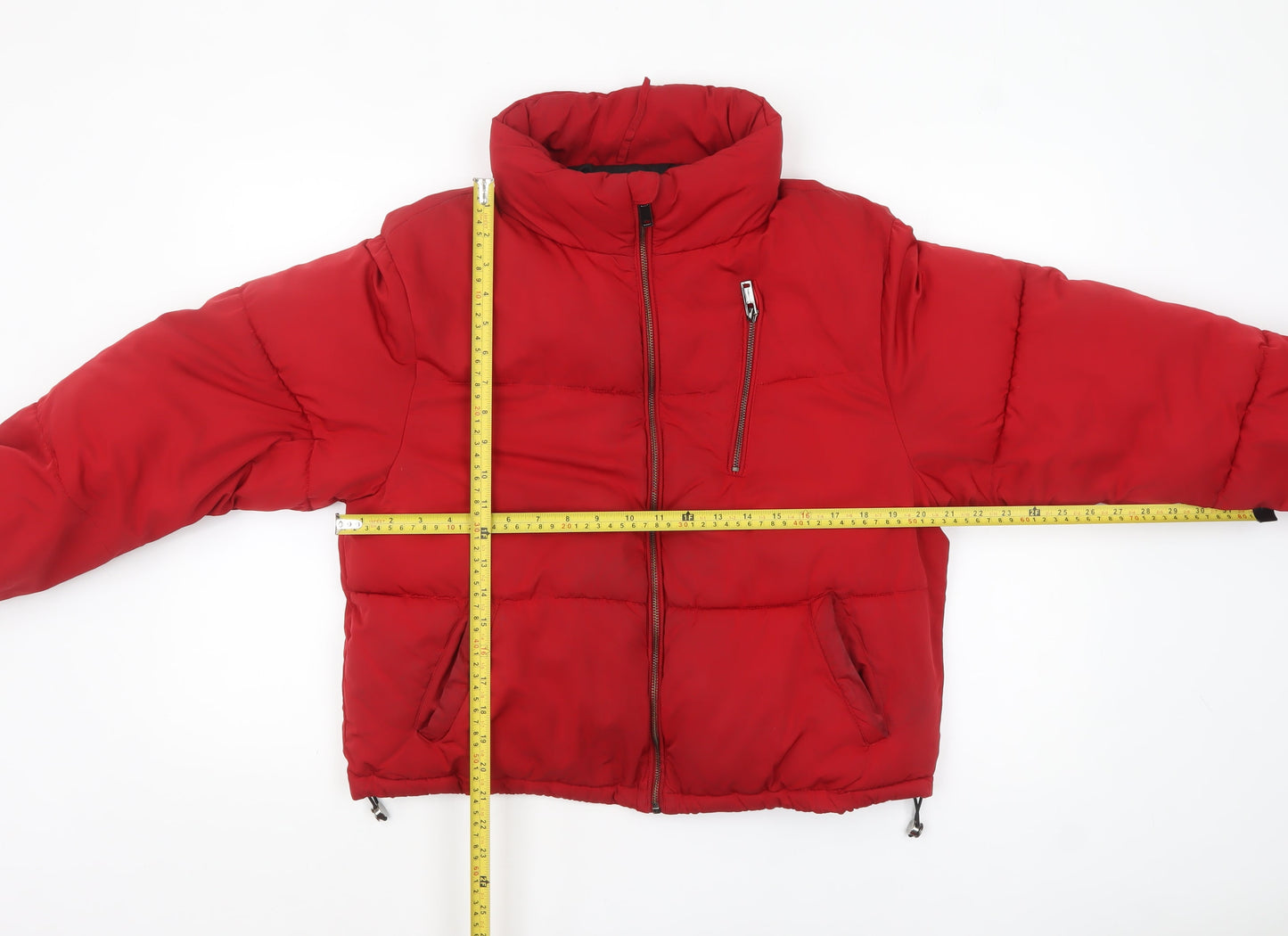 Tally Weijl Women's Red Cropped Puffer Jacket Size 10