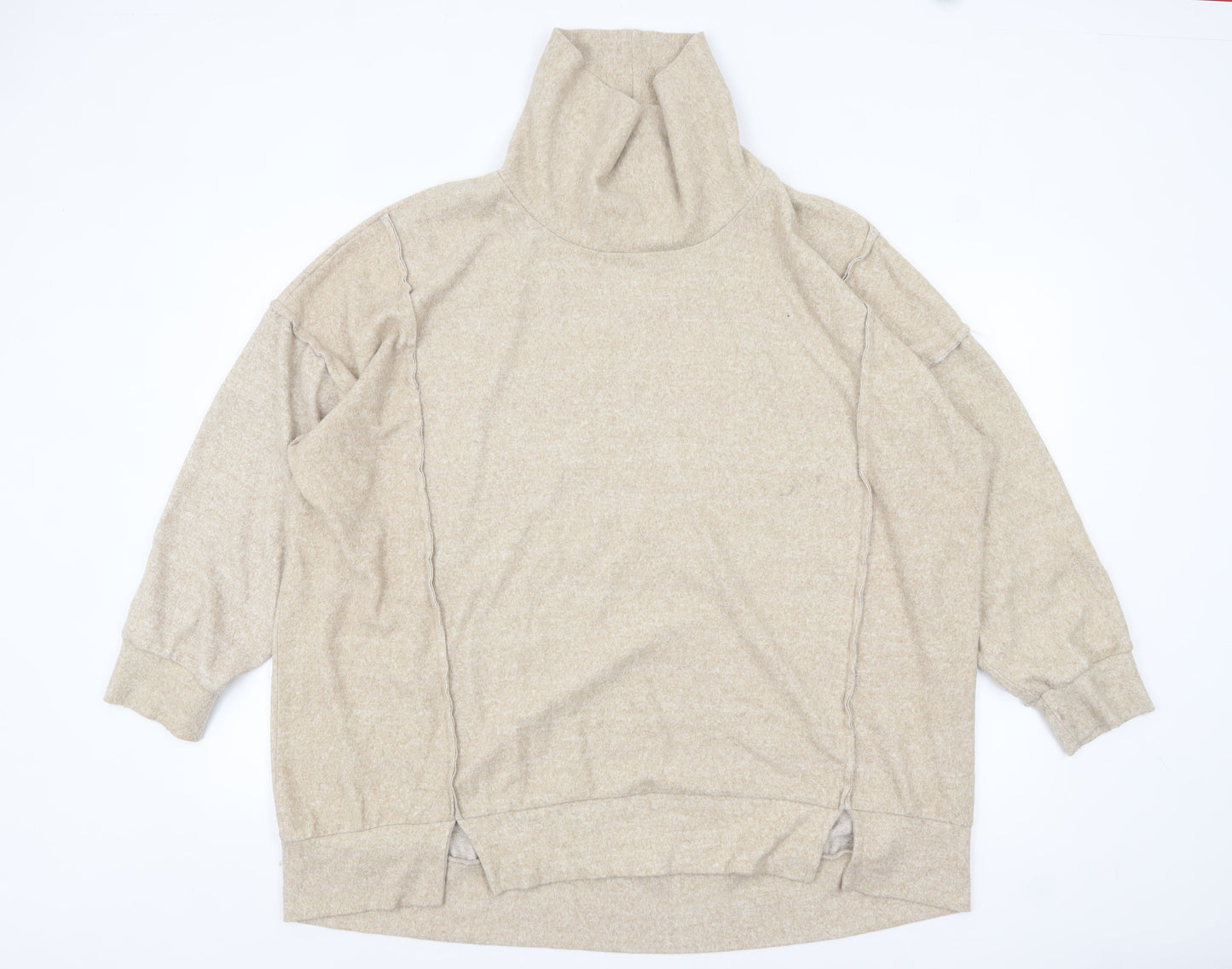 Yours Women’s Beige Roll Neck Plus Size 26-28 Pullover Jumper