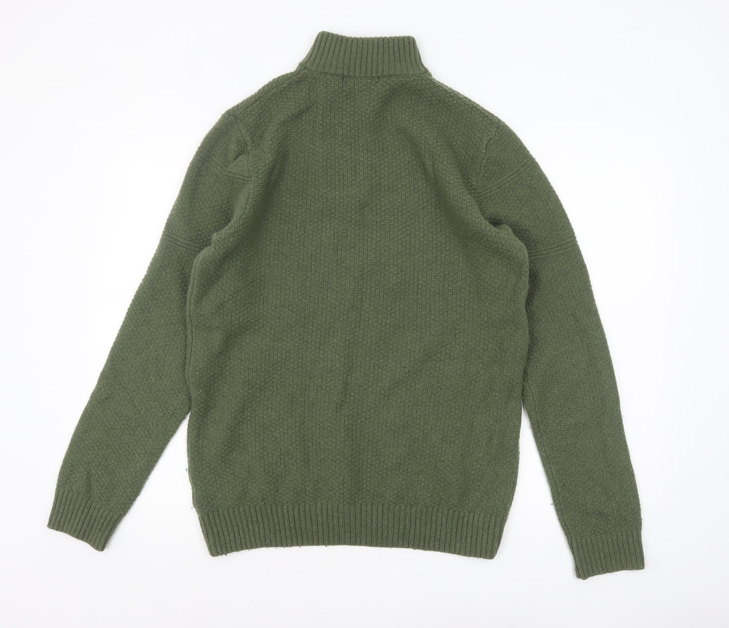 Crew Clothing Company Men’s Green Lambswool Half Zip Jumper Size M