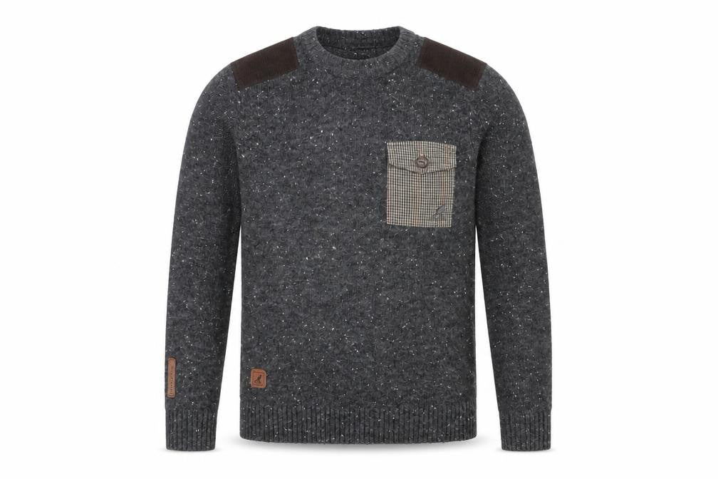 Kangol Men's Grey Small Crew Neck Pullover Jumper with Patches