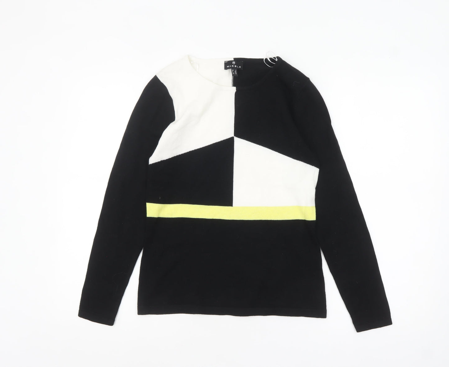 Marble Women’s Black XS Geometric Cotton Crew Neck Jumper