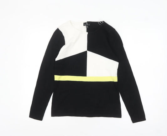 Marble Women’s Black XS Geometric Cotton Crew Neck Jumper