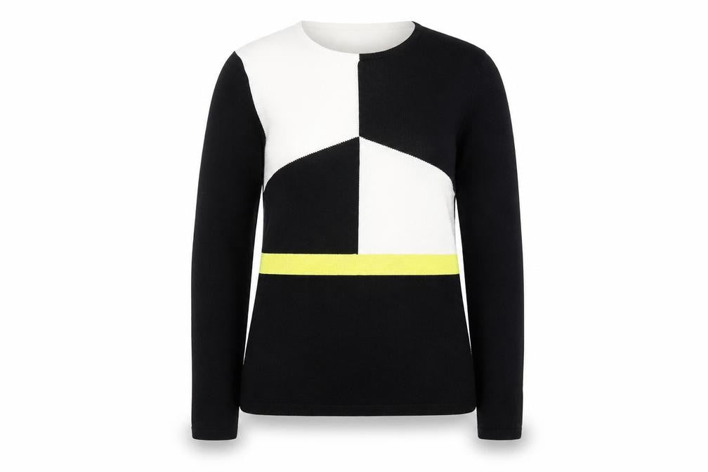 Marble Women’s Black XS Geometric Cotton Crew Neck Jumper