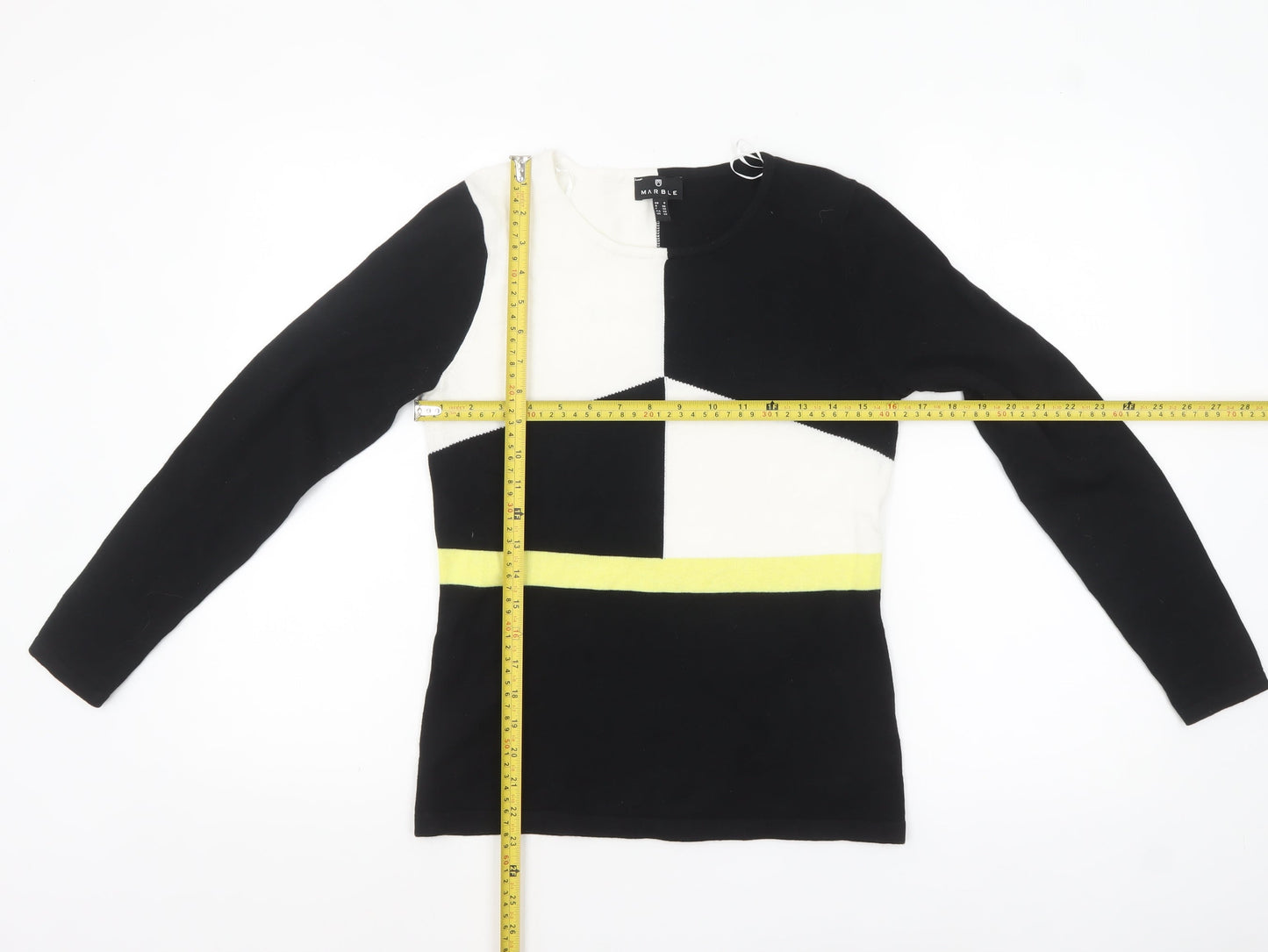 Marble Women’s Black XS Geometric Cotton Crew Neck Jumper