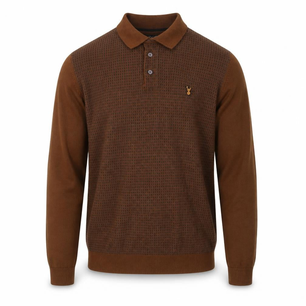 Next Men's Brown Collared Knit Cotton Pullover Jumper Size S