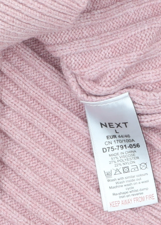 Next Women’s Pink V-Neck Rib Knit Pullover Jumper Size L