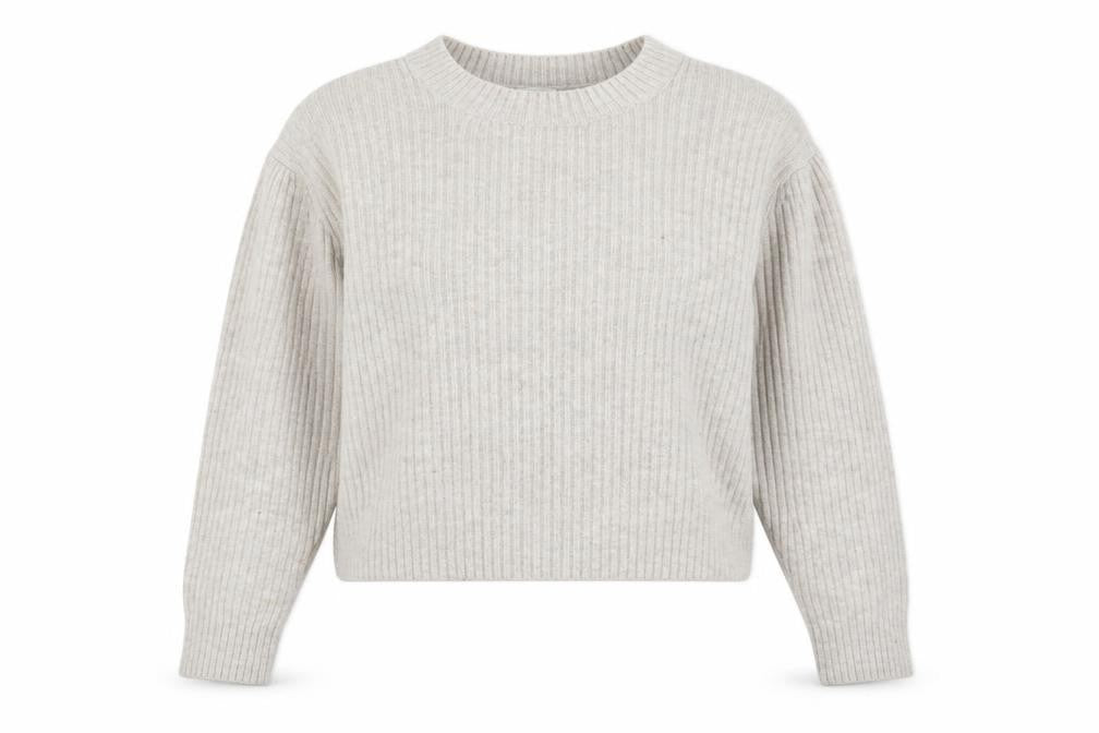 H&M Womens Beige Wool Blend Ribbed Knit Jumper Size 14