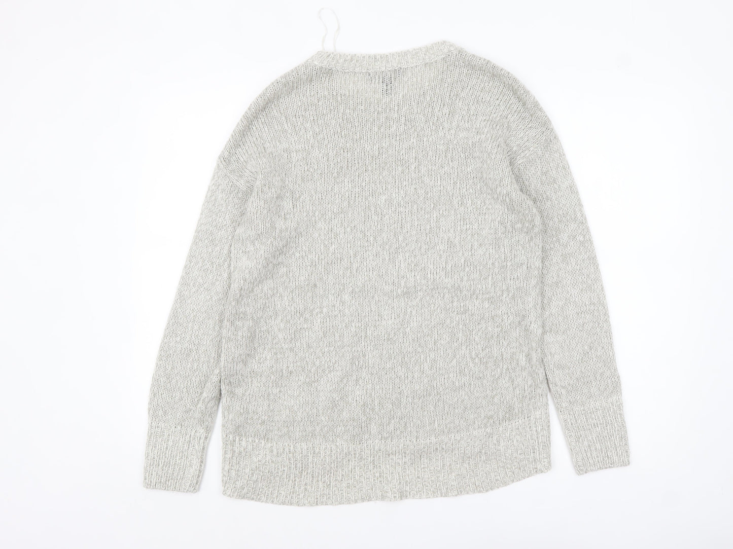 New Look Women's Grey Acrylic Knit Crew Neck Jumper Size S