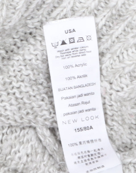 New Look Women's Grey Acrylic Knit Crew Neck Jumper Size S