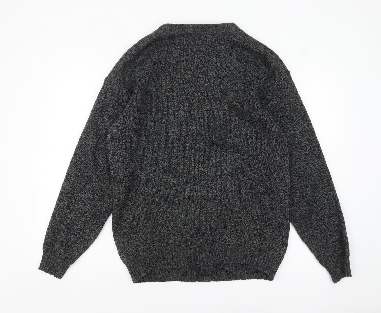 Menswear Men's Grey L Chunky Knit Geometric Button Cardigan