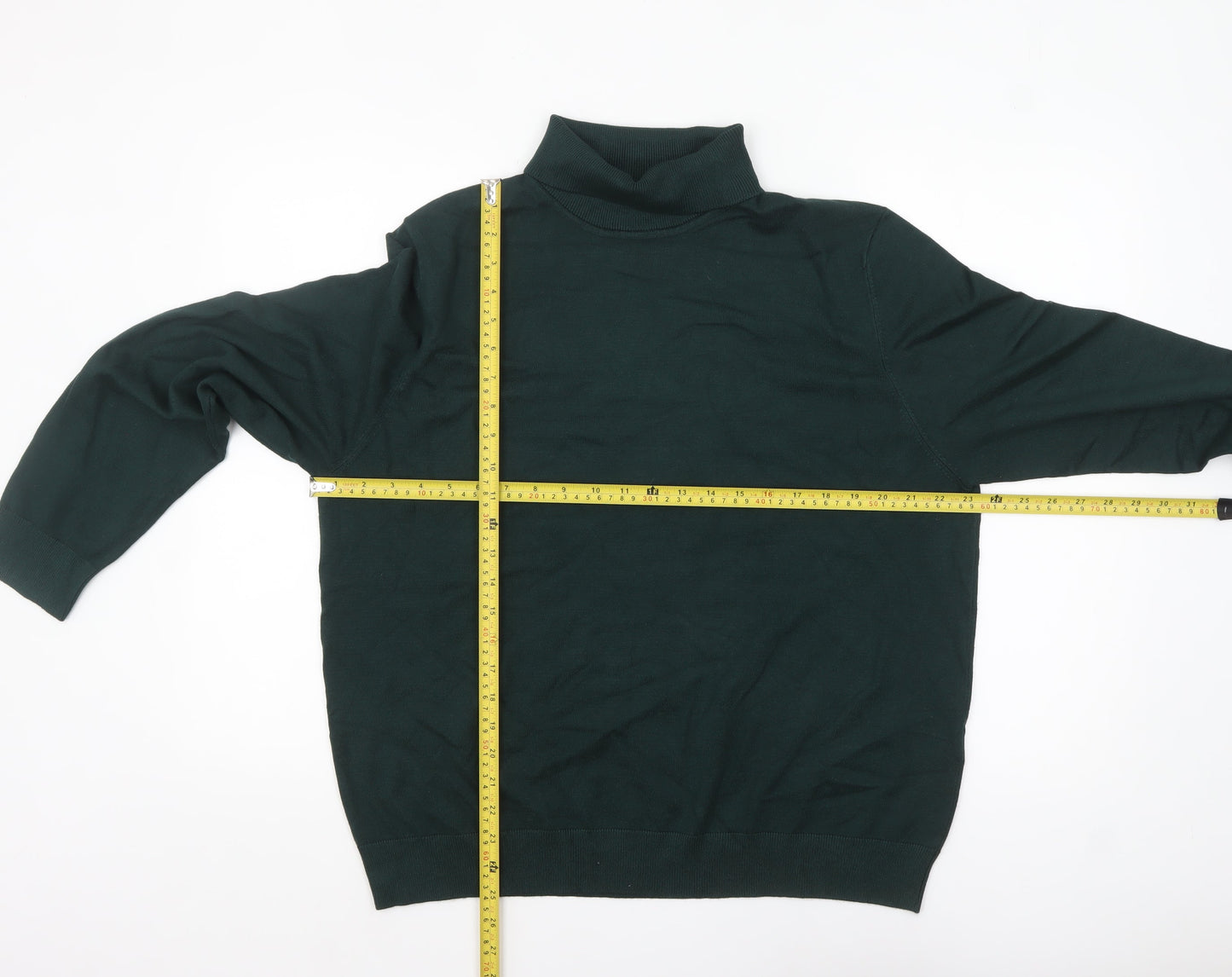 Peacocks Women's Green Roll Neck Long Sleeve Jumper Size 24