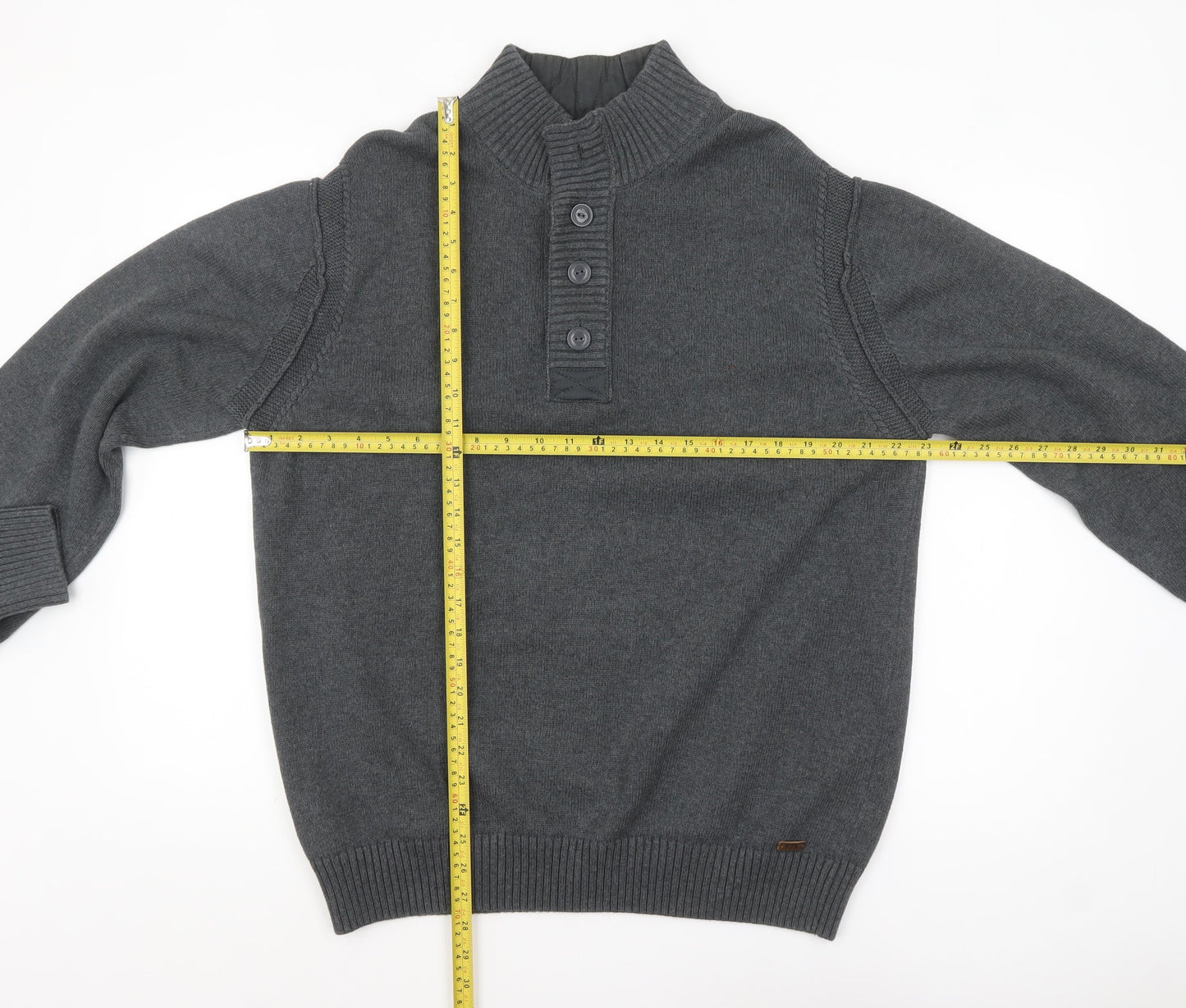 Rocha John Rocha Men's Grey Cotton Henley Jumper XL