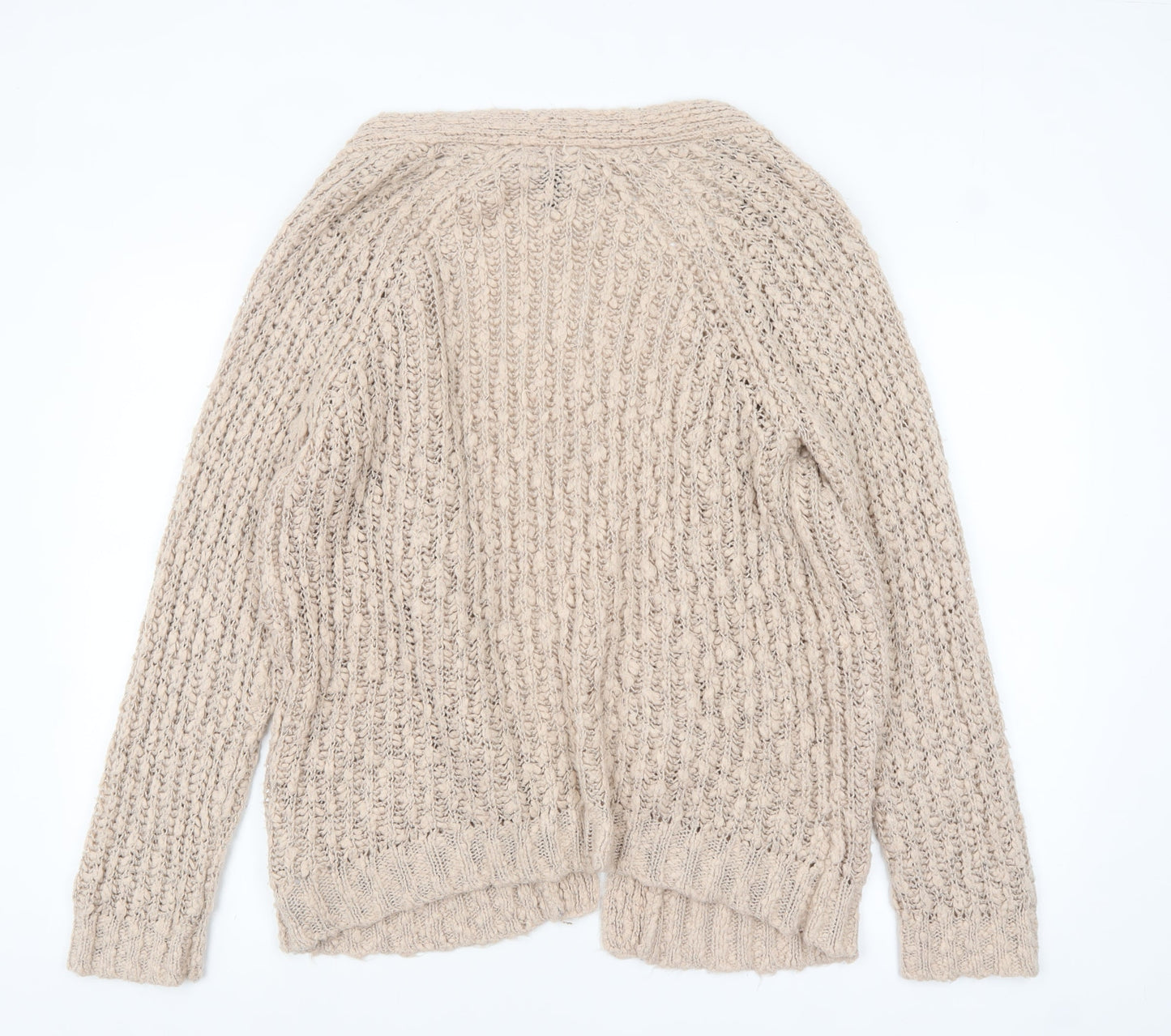 Forever 21 Women Beige Chunky Knit Long Sleeve Cardigan L