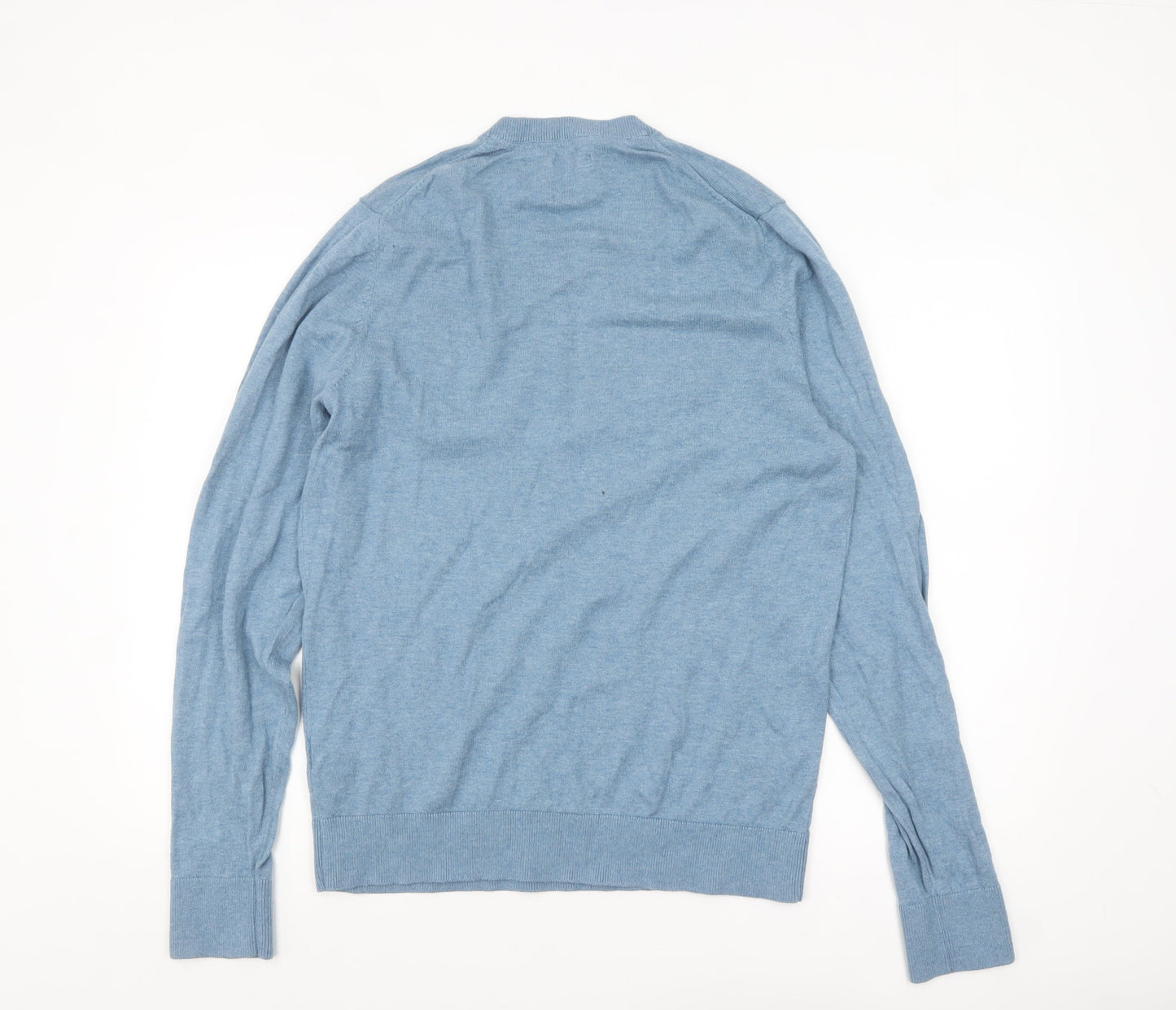 Abercrombie & Fitch Men's Blue Wool Cotton V-Neck Jumper XL
