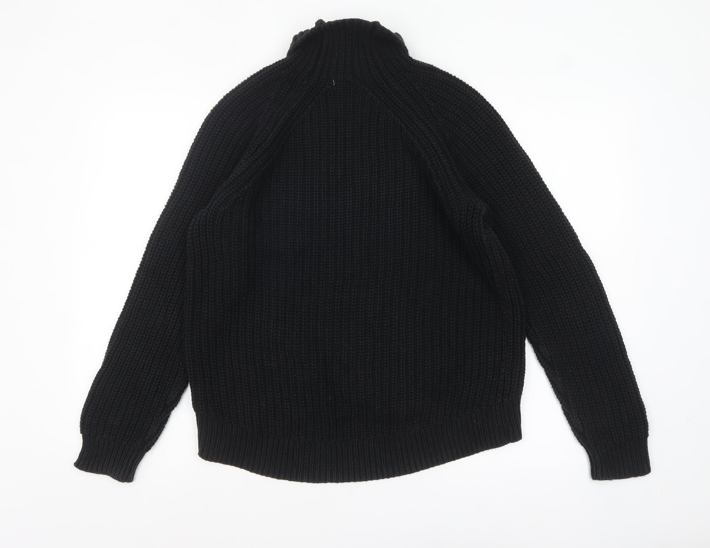 GAP Women's Black Roll Neck Chunky-Knit Cotton Jumper Size S