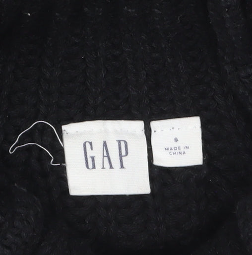 GAP Women's Black Roll Neck Chunky-Knit Cotton Jumper Size S