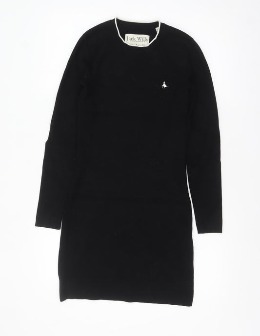 Jack Wills Women Black Size 8 Jumper Dress Long Sleeve Knitwear