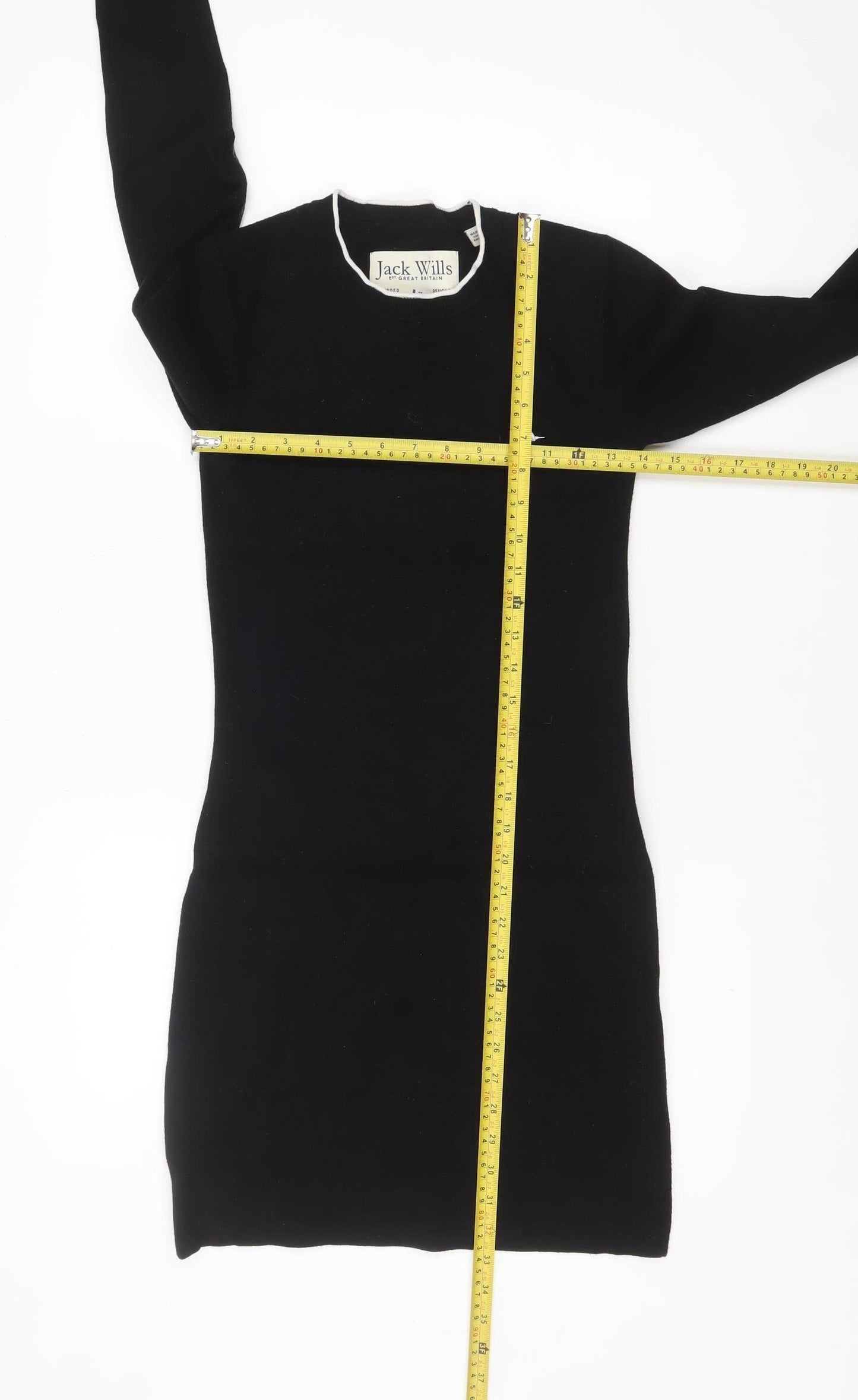 Jack Wills Women Black Size 8 Jumper Dress Long Sleeve Knitwear