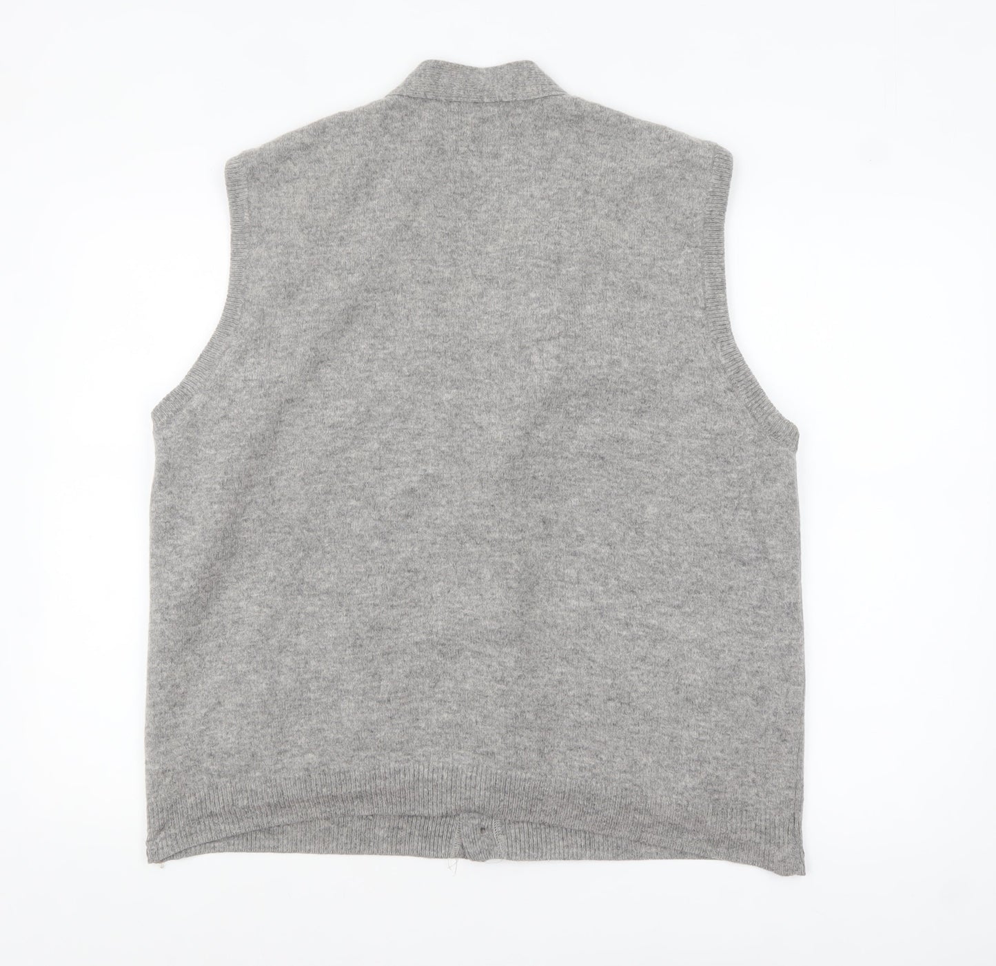 WoolOvers Men's Grey Wool Button Vest Jumper XL Classic Knit