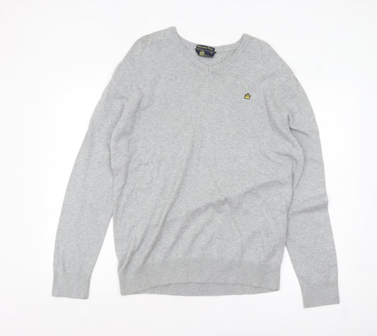 Admiral Men's Grey V-Neck Cotton Pullover Jumper M Classic Knit