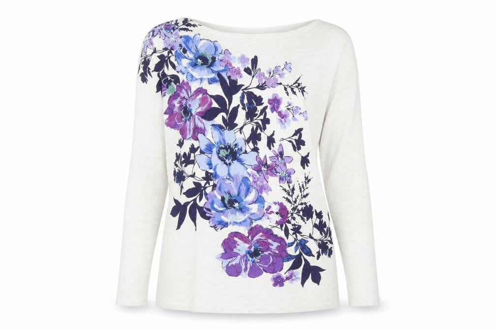 M&Co Women Grey Floral Long Sleeve Pullover Jumper Size 10