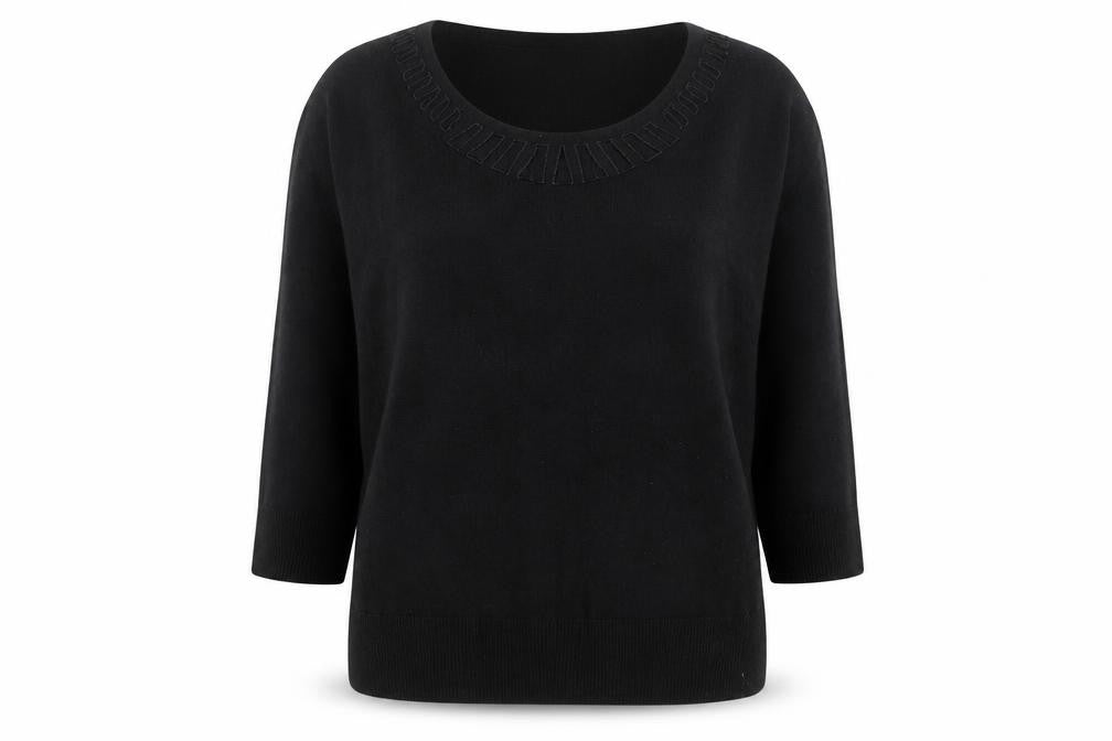 Marks and Spencer Per Una Women's Black Size 18 Scoop Neck 3/4 Sleeve Jumper
