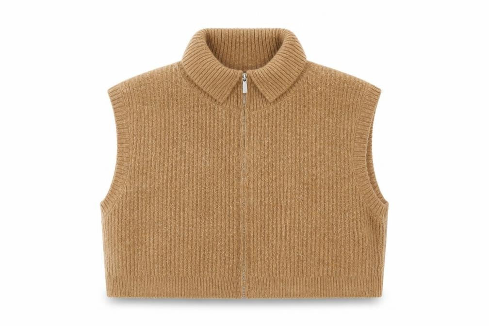 Native Youth Women’s Beige 6XL Chunky Knit Sleeveless Zip Vest