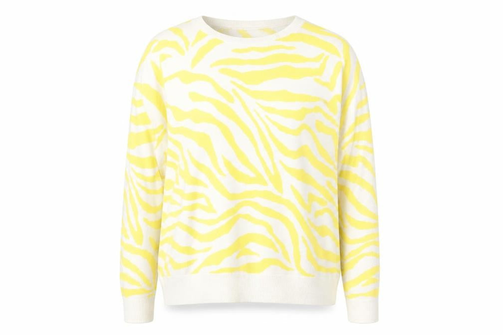 Marks & Spencer Women Yellow Animal Print Acrylic Jumper Size 24