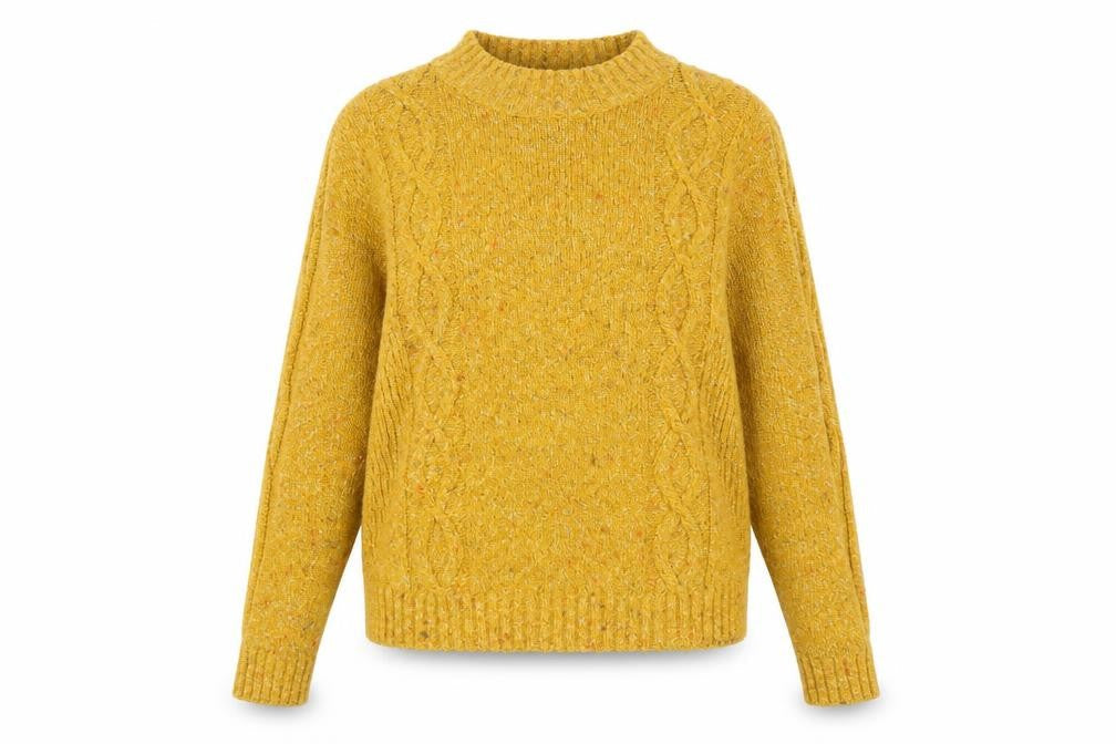 Bonmarché Women's Yellow Cable Knit Pullover Jumper Size 12
