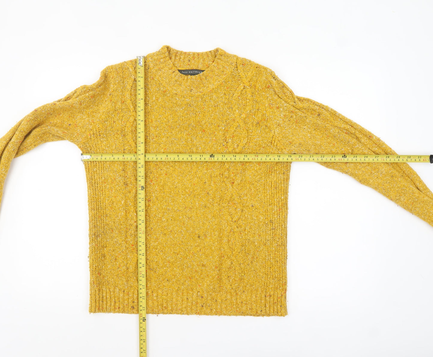 Bonmarché Women's Yellow Cable Knit Pullover Jumper Size 12