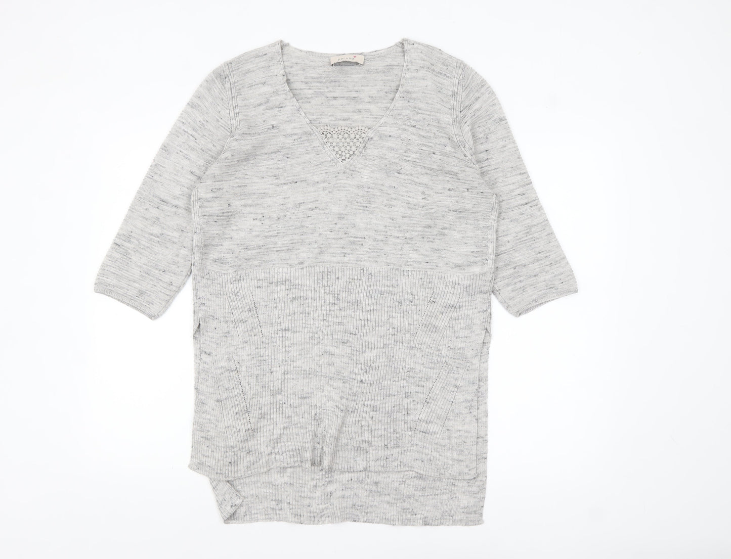 Marks and Spencer Women’s Grey Knit V-Neck Tunic Jumper Size 14