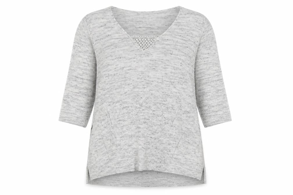 Marks & Spencer Women’s Grey Knit V-Neck Tunic Jumper Size 14