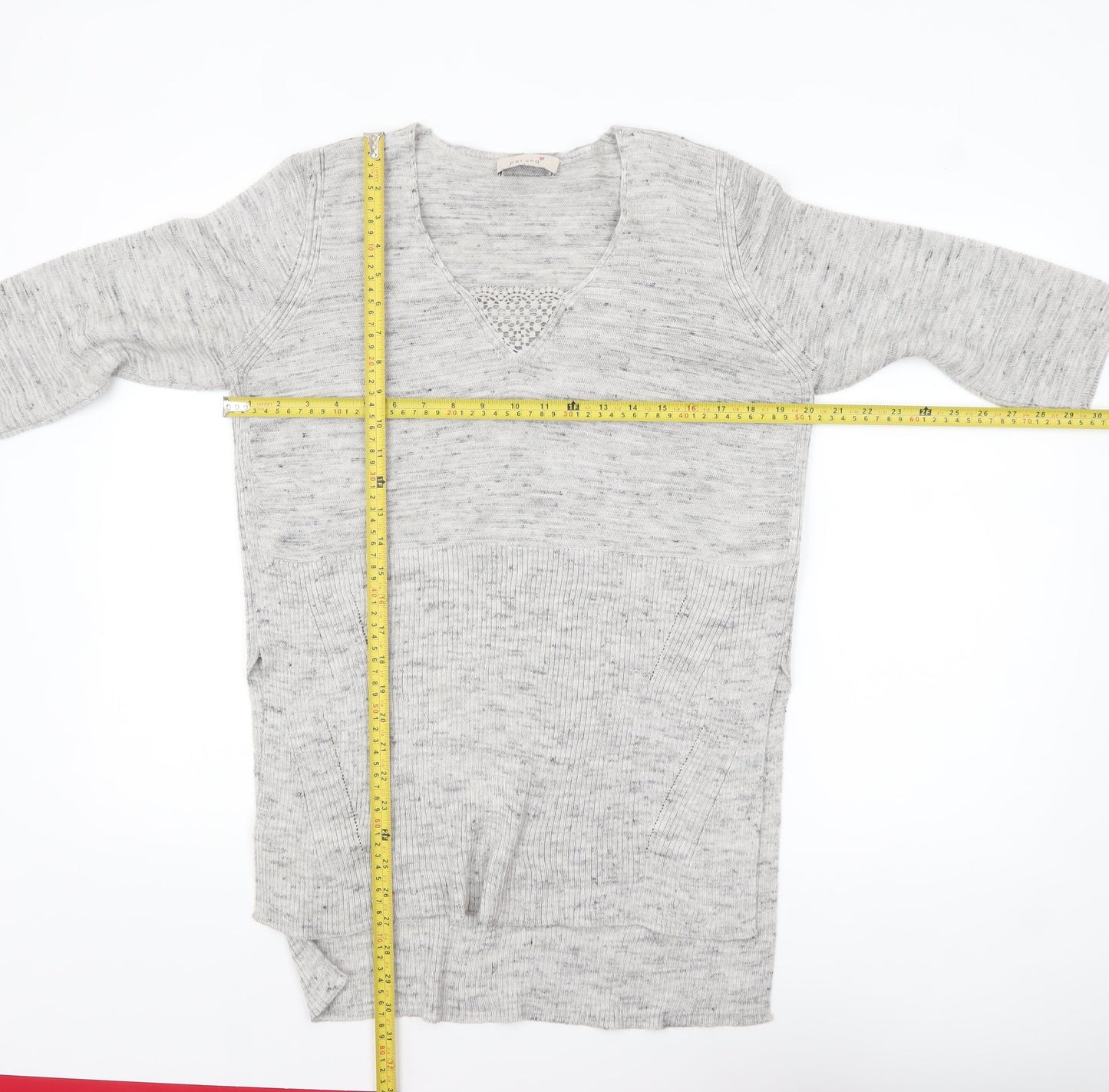 Marks and Spencer Women’s Grey Knit V-Neck Tunic Jumper Size 14