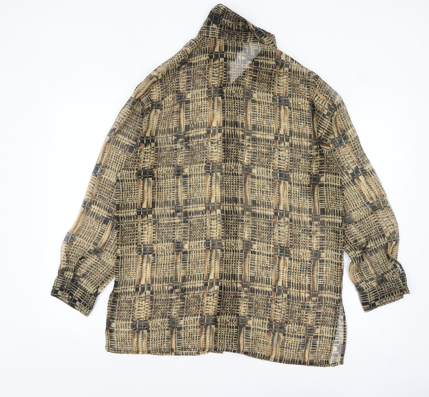 Notations Women's Beige Geometric Blouse M Lightweight Button-Up