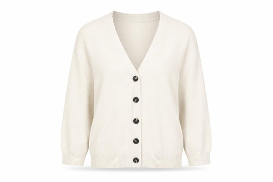 H&M Women's Ivory V-Neck Button Cardigan XS Wool Blend