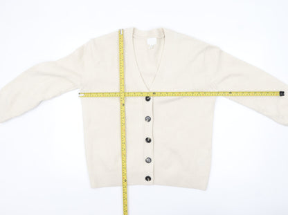 H&M Women's Ivory V-Neck Button Cardigan XS Wool Blend