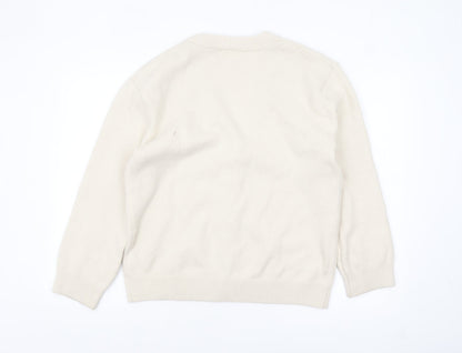 H&M Women's Ivory V-Neck Button Cardigan XS Wool Blend