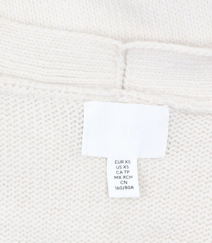 H&M Women's Ivory V-Neck Button Cardigan XS Wool Blend