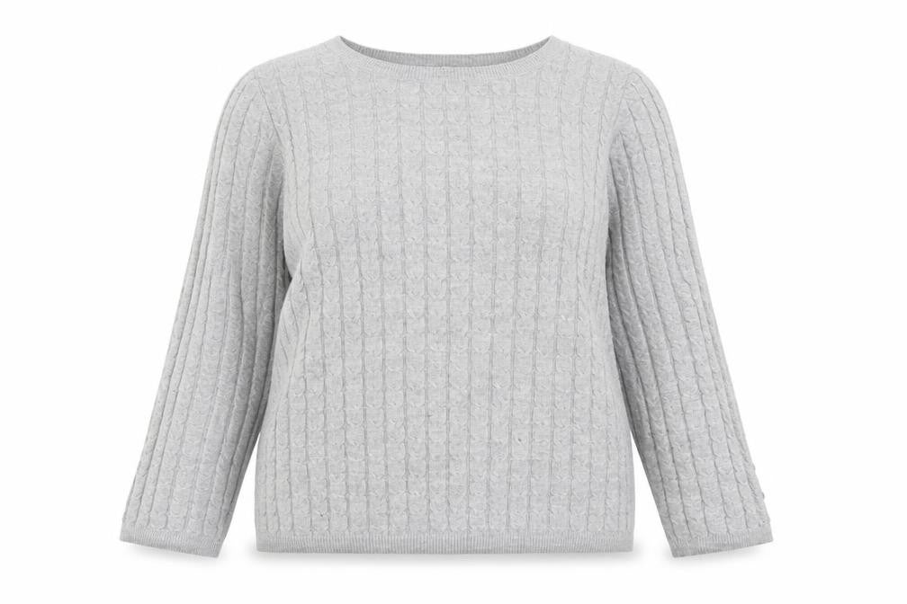 Tu Women’s Grey Cable-Knit Jumper Size 14 Long Sleeve Pullover